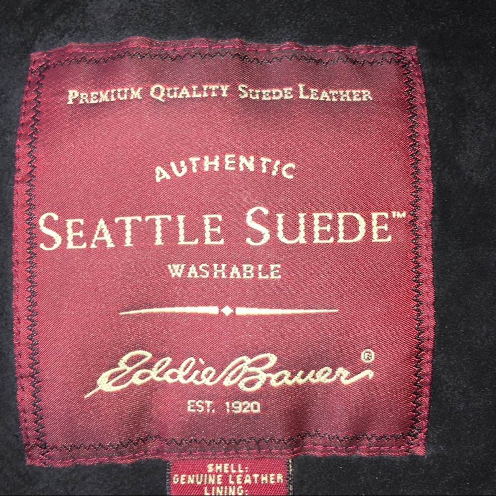 Eddie Bauer black suede leather bomber jacket - Picture 3 of 4